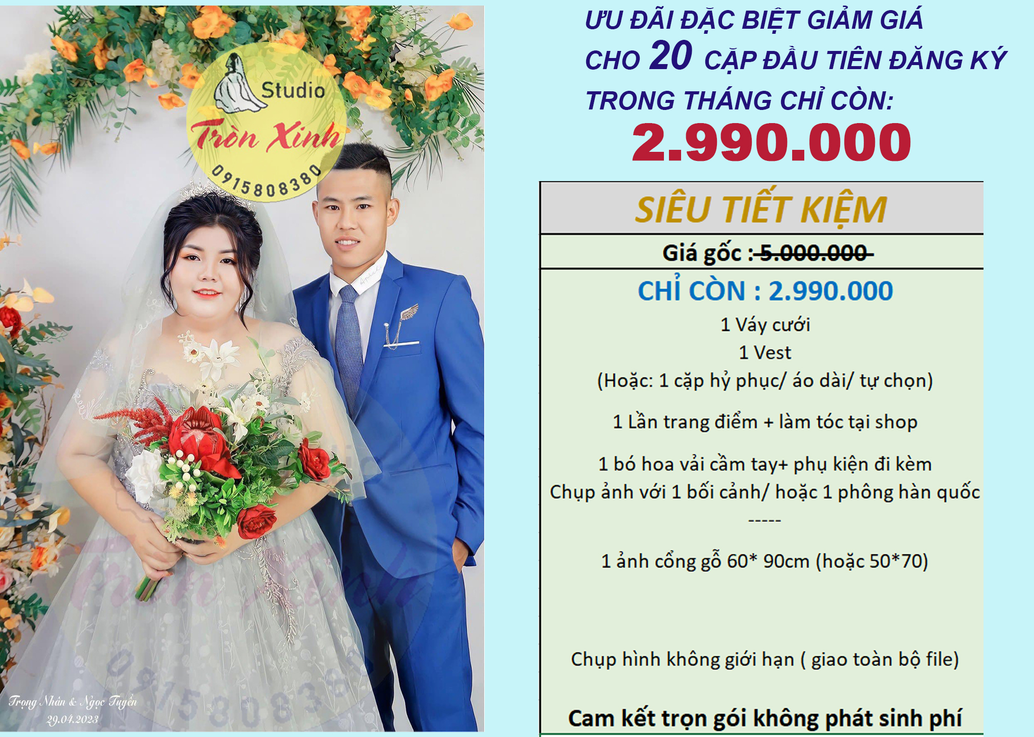 16.5.2 SIÊU ƯU ĐÃI THÁNG 5 - CHỈ 1.800.000/ 1 CẶP ĐỒ CƯỚI